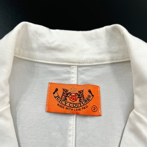 Juicy Couture Vintage Ruffle Trim Jacket White Cotton size 2 Made With Love P&G - Picture 6 of 12